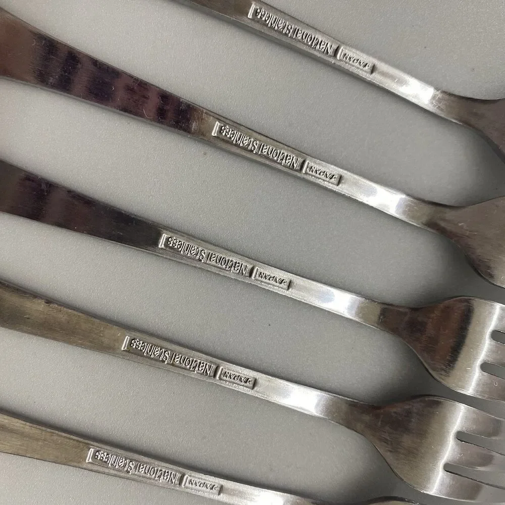 National Stainless COSTA MESA Cocktail Seafood Forks JAPAN Utensil Lot of 5